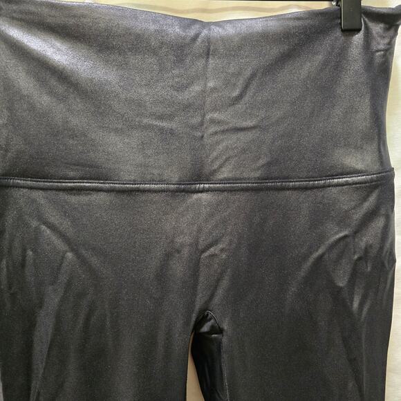 Spanx faux leather shiny black leggings XL skinny leg shaping - Picture 3 of 11